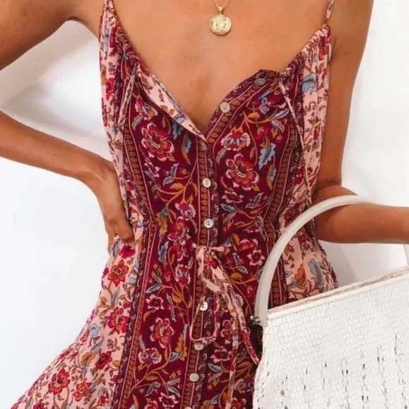 Dresses & Skirts - SOLD OUT Pink Bohemian Button Front Floral Dress